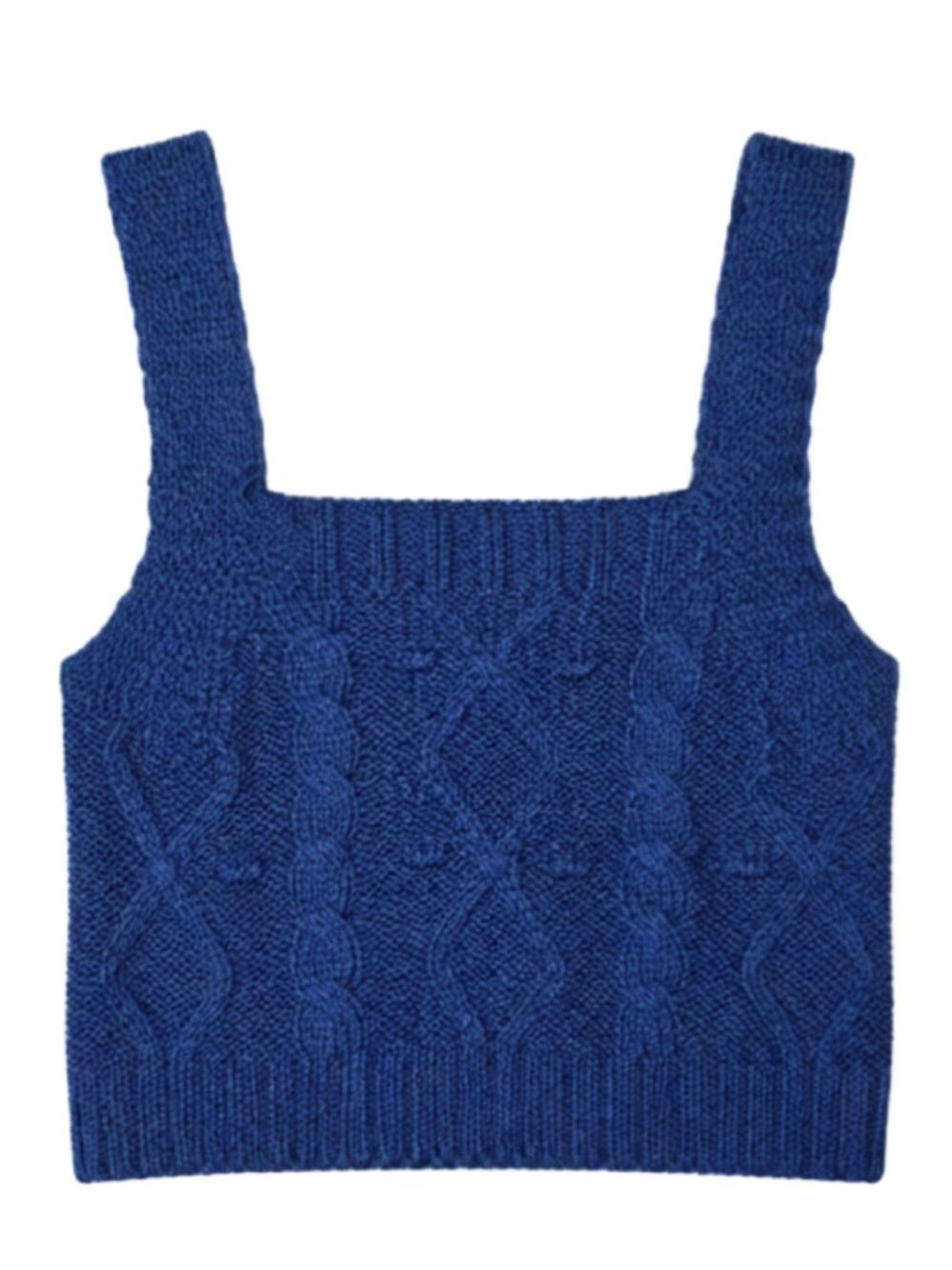 Kendall and Kylie Knit Cable Crop Tank in Deep Blue